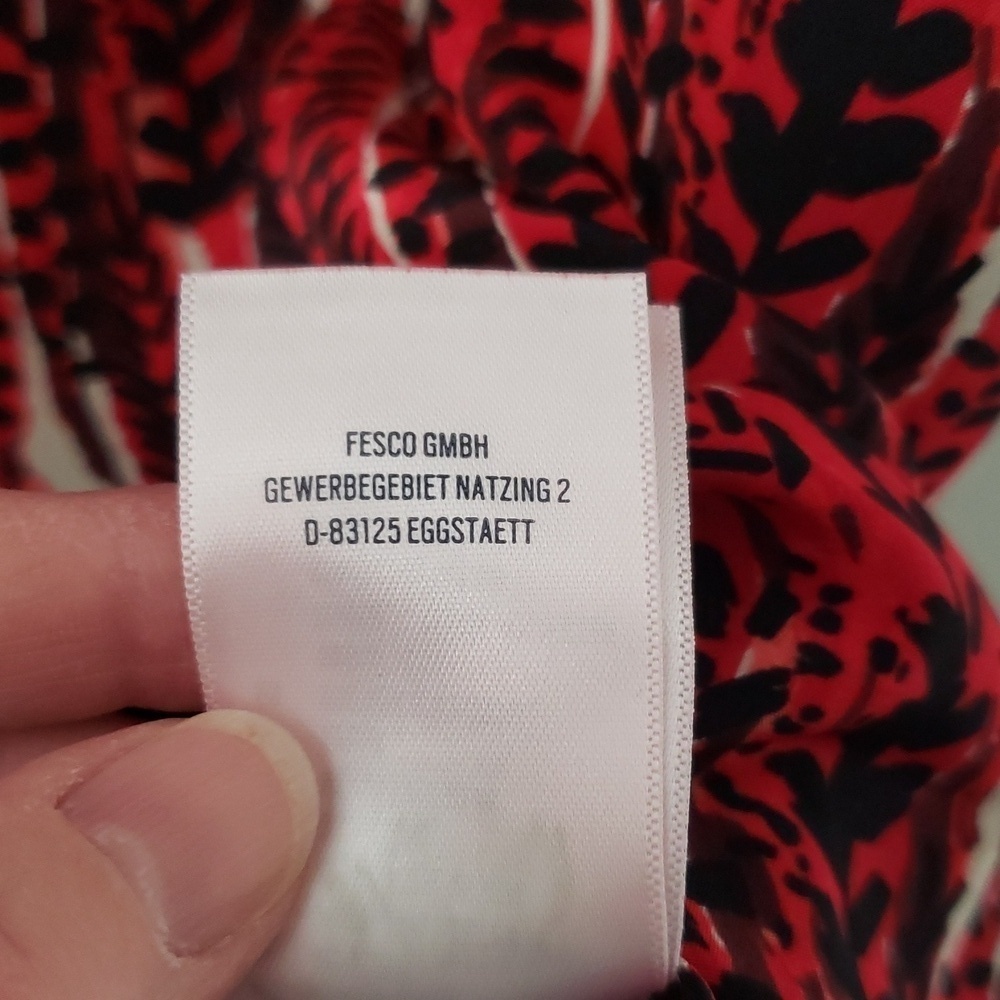 Fossil 100% Silk Mini Shift Dress Small Red Feather Print Boho Artsy Lightweight - Picture 12 of 14